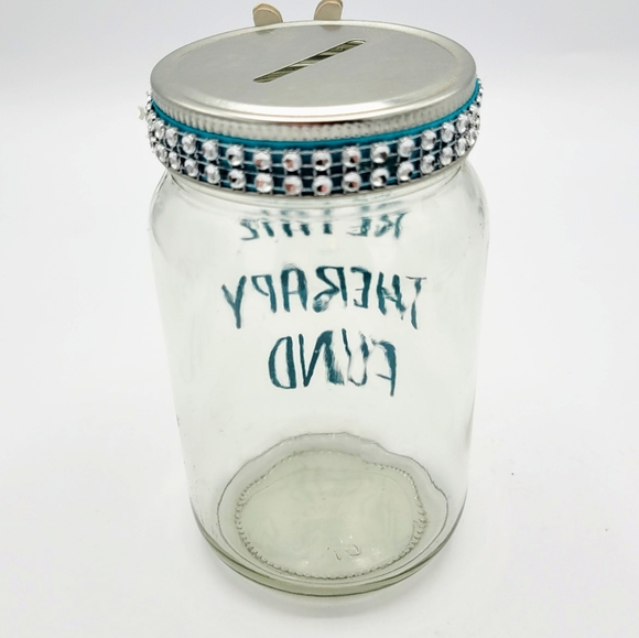 Handmade Retail Therapy Fund Mason Jar Piggy Bank French Bulldog - Picture 5 of 11